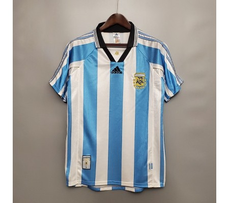 Argentina 1998 World Cup Home White&Blue Soccer Jersey